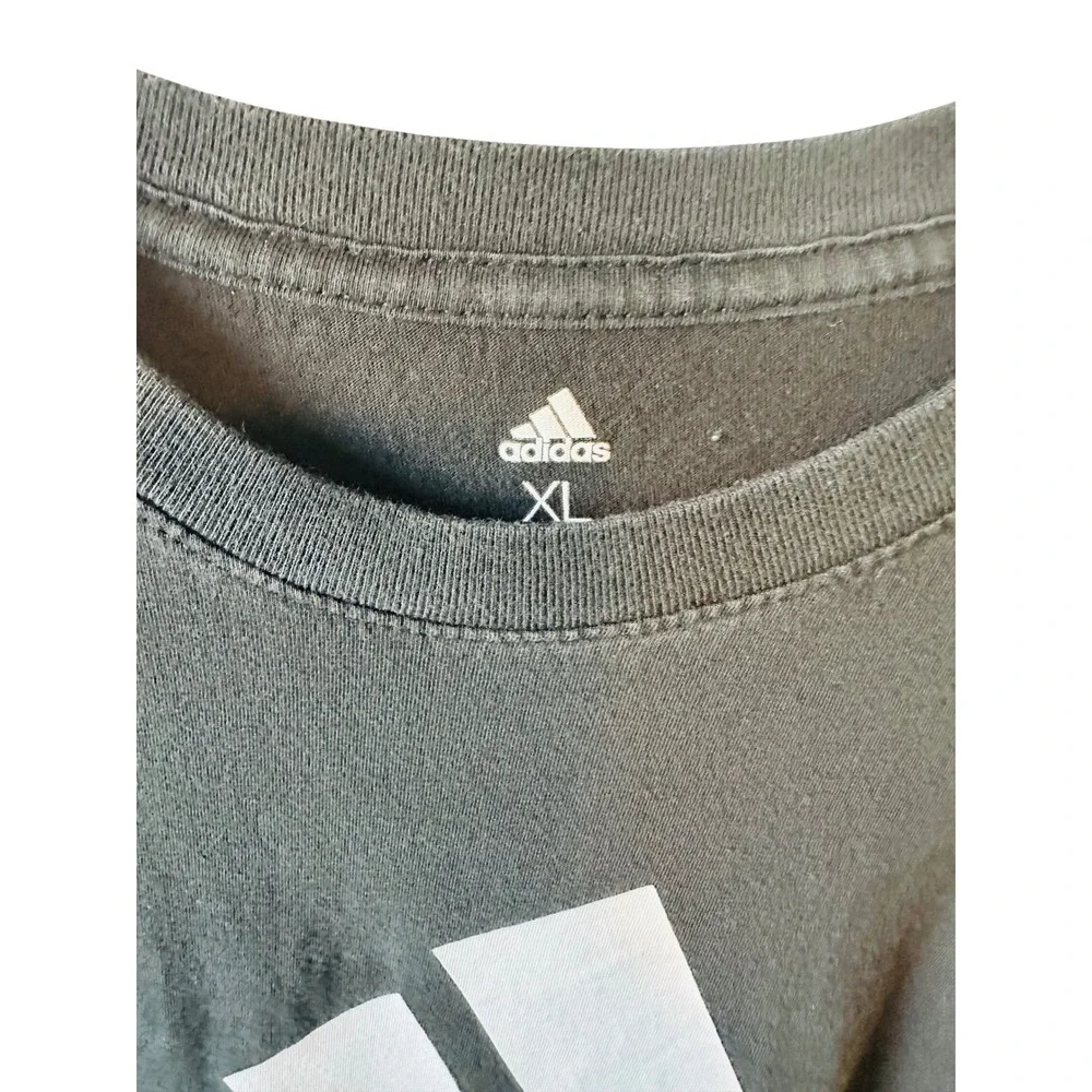 Adidas Mens XL T-Shirt Black‎ Short Sleeve Logo Graphic Athletic Tee
